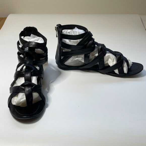 Sigerson Morrison Flat Black Leather Gladiator Sandals US 8.5 - Picture 11 of 12